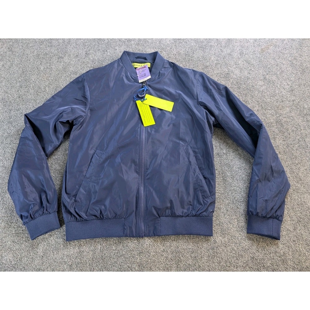 NWT Versace Jeans Blue Windbreaker Jacket Race Panther Graphic IT 46 US 32 XS